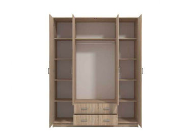 Premium Miami Sonoma Oak Effect 4-Door 2-Drawer Wardrobe by Amos Mann Furniture - UK Luxury Furniture